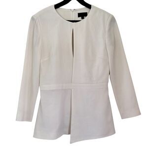 Intermix Asymmetrical Keyhole Full Zip Blouse Top Size Small